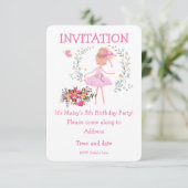 バレリーナ及びフローラデザイン誕生日招待状 招待状 (スタンド正面)