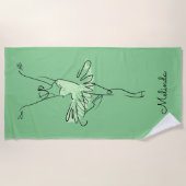 バレリーナ名前をカスタムする及び色のビーチタオル ビーチタオル (正面)