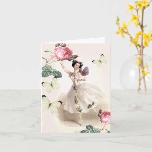 バレリーナ妖精 カード (黄色い花)