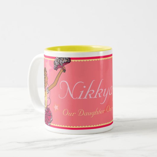 バレリーナ娘スターピンク&ダークガールマグカップ ツートーンマグカップ (正面左)