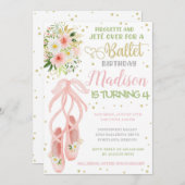 バレリーナ招待状バレエ誕生日招待状 招待状 (正面/裏面)