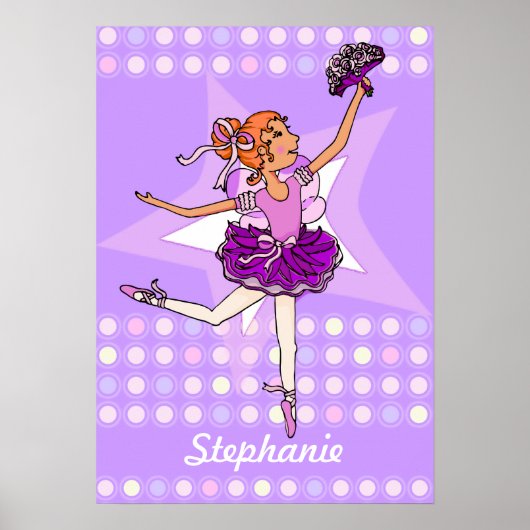 バレリーナ桃 – 赤毛の女の子"あなたの名前"ポスター ポスター (正面)