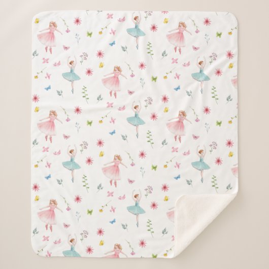 バレリーナ模様 シェルパブランケット (正面)