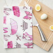 バレリーナ模様（水色） キッチンタオル (四つ折り)