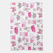 バレリーナ模様（水色） キッチンタオル (縦)