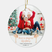 バレリーナ水彩植物性かわいいクリスマス セラミックオーナメント (左)