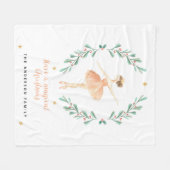 バレリーナ水彩植物性かわいいクリスマス フリースブランケット (正面(横))