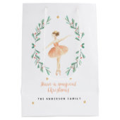 バレリーナ水彩植物性かわいいクリスマス ミディアムペーパーバッグ (裏面)