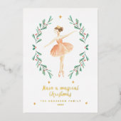 バレリーナ水彩植物性かわいい 箔シーズンカード (正面)