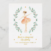 バレリーナ水彩植物性かわいい 箔シーズンポストカード (正面)