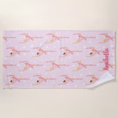 バレリーナ水玉模様パターンデザイン ビーチタオル (正面)