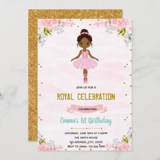 バレリーナ王女の誕生日の招待状 シーズンカード (正面/裏面)