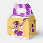 バレリーナ紫の黄色の女の子の誕生日のお願いボックス フェイバーボックス (裏面サイド)