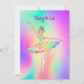 バレリーナ絞り染めツチュキュートエイジ誕生日 招待状 (裏面)