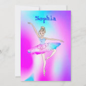 バレリーナ絞り染めパープルブルーエイジ誕生日 招待状 (裏面)