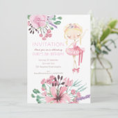 バレリーナ花模様ガール8thバースデーパーティー 招待状 (スタンド正面)