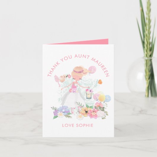 バレリーナ花模様受信者名ありがとう サンキューカード (正面)