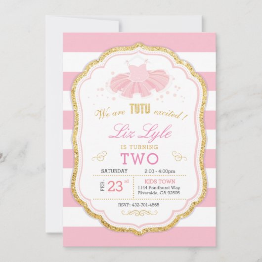 バレリーナ誕生日の招待状 招待状 (正面)