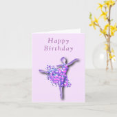 バレリーナ誕生日カードバレエダンサーウーマン カード (黄色い花)