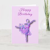 バレリーナ誕生日カードパープルバレエダンサー カード (正面)
