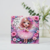 バレリーナ誕生日カード~幼い子ども~ピンク~ (スタンド正面)