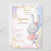 バレリーナ誕生日パーティーかわいい踊りバニー 招待状 (正面)