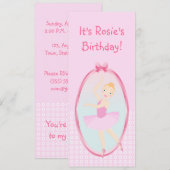 バレリーナ誕生日パーティーの招待 招待状 (正面/裏面)