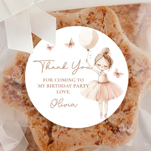 バレリーナ誕生日パーティーステッカー ラウンドシール