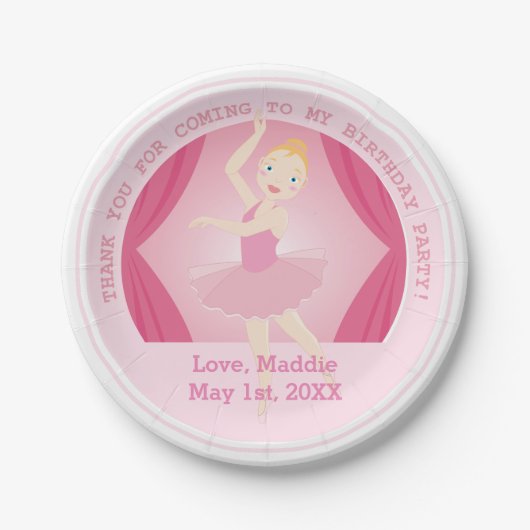 バレリーナ誕生日パーティー ペーパープレート (正面)