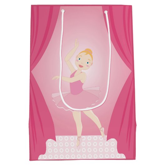 バレリーナ誕生日パーティー ミディアムペーパーバッグ (裏面)