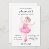バレリーナ誕生日パーティーfor Girls 招待状 (正面/裏面)