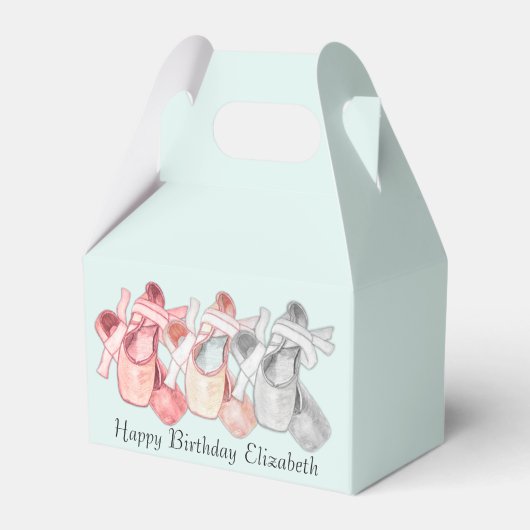 バレリーナ誕生日ピンクトーシューズオンビーズボックス フェイバーボックス (正面サイド)