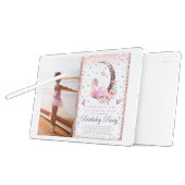 バレリーナ誕生日ムーンパステルピンクグリッター写真 招待状