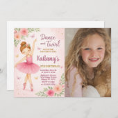 バレリーナ誕生日招待状と写真 招待状 (正面/裏面)