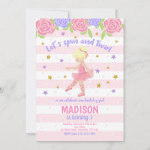 バレリーナ誕生日招待状/ツツ招待状
