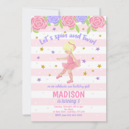 バレリーナ誕生日招待状/ツツ招待状 招待状
