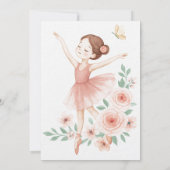 バレリーナ誕生日招待状 – ピンクバレエパーティー 招待状 (裏面)