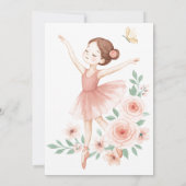 バレリーナ誕生日招待状 – ピンクバレエパーティー 招待状 (裏面)