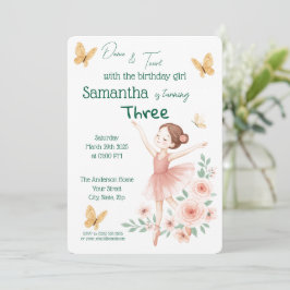 バレリーナ誕生日招待状 – ピンクバレエパーティー 招待状