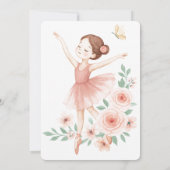バレリーナ誕生日招待状 – ピンクバレエパーティー 招待状 (裏面)