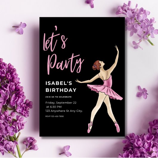 バレリーナ誕生日招待状、編集可能バレエ 招待状