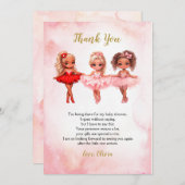 バレリーナ誕生日、バレエパーティー サンキューカード (正面/裏面)