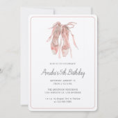 バレリーナ赤面ピンクダンガーリース第5誕生日 招待状 (正面)