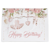 バレリーナ赤面ピンクツツ誕生日パーティーバレエ ラージペーパーバッグ (正面)