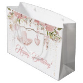 バレリーナ赤面ピンクツツ誕生日パーティーバレエ ラージペーパーバッグ (裏面アングル)