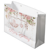 バレリーナ赤面ピンクツツ誕生日パーティーバレエ ラージペーパーバッグ (正面アングル)