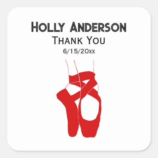 バレリーナ足オンポインテシル#3 DIYカラーレッド スクエアシール (正面)