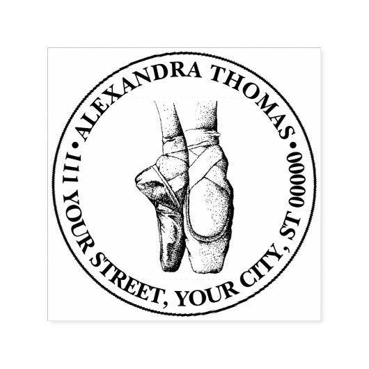 バレリーナ足オンポインテ#1ネーム差出人住所 セルフインキングスタンプ (デザイン)