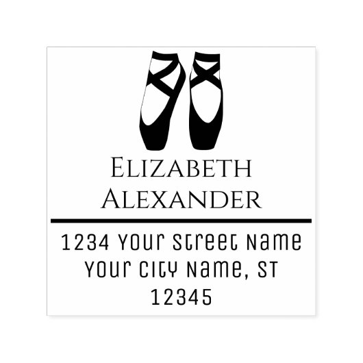 バレリーナ足トーシューズオンポインテ#2名住所 セルフインキングスタンプ (デザイン)