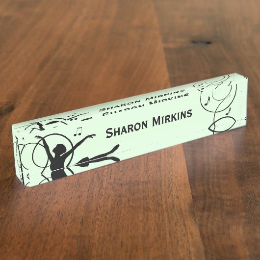 バレリーナ踊りとミュージックグリーン デスクネームプレート (側面)